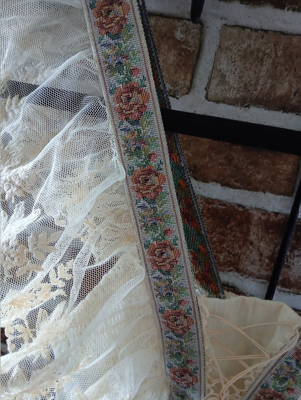 Vintage VICKY VAUGHN Prairie BOHO Cream LACE Summer MAXI Romantic DRESS XS S - Picture 8 of 14